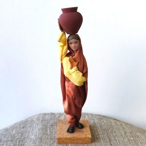Sabra Handmade Vintage 50s Woman with Vase 9" inches tall Home Decor Objet D'Art